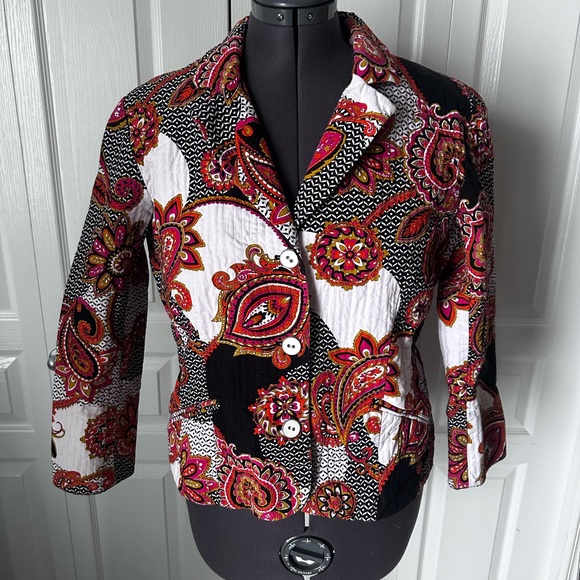 Chico’s quilted cotton blazer fully lined . - Picture 9 of 11